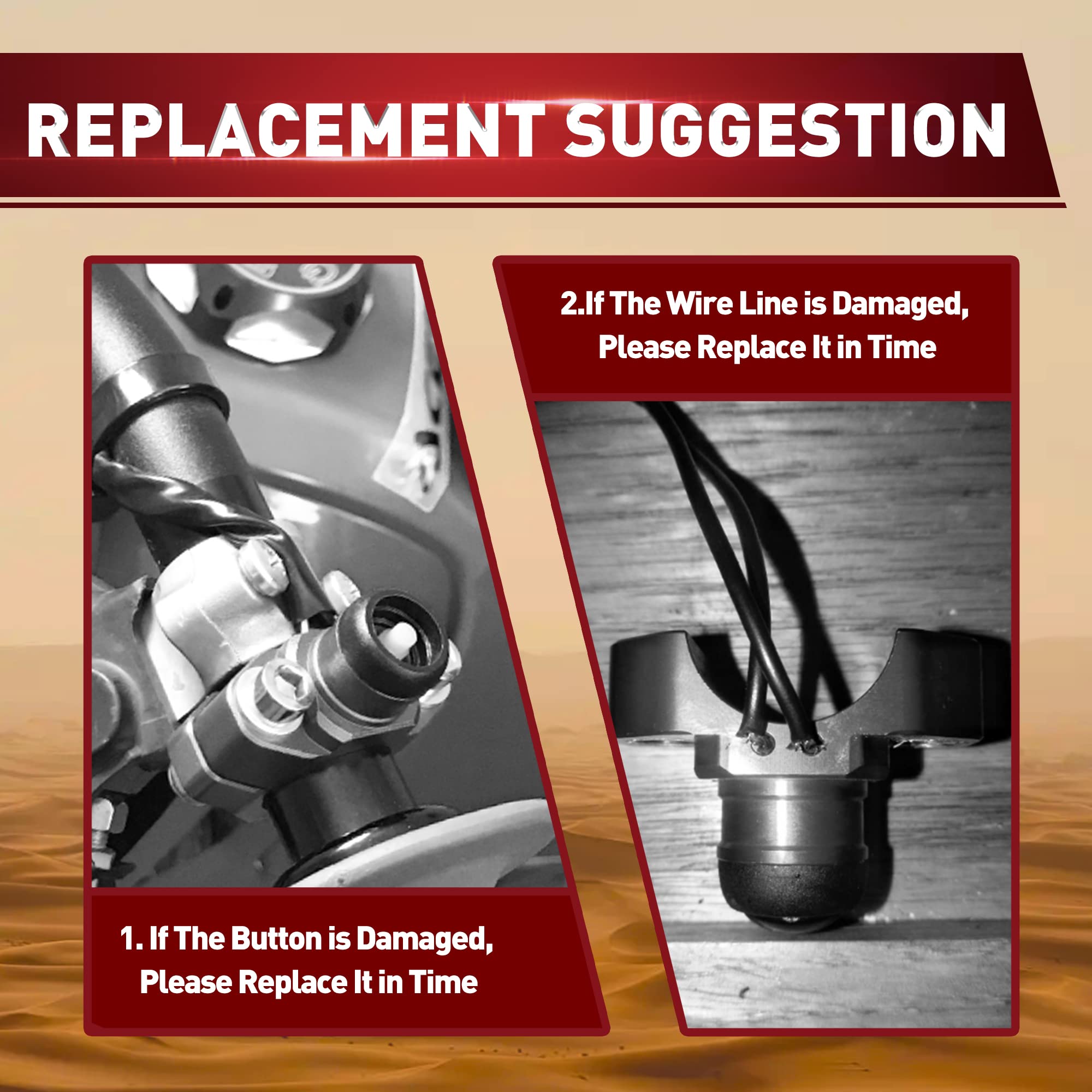 WOOSTAR 2 Wire Kill Switch 22mm Handlebar Mount Tether Engine for